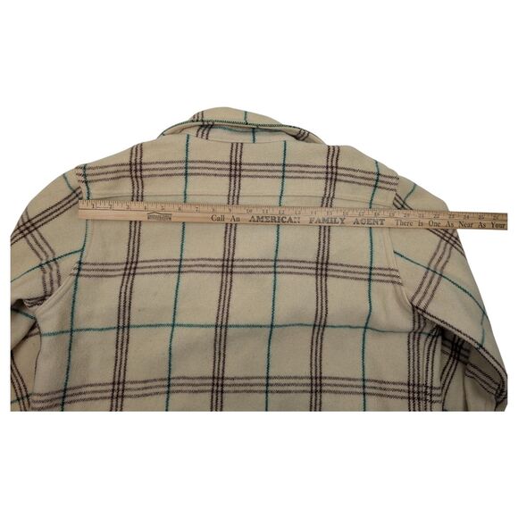 Vtg 40s Jumbo Jac Wool Jacket Mens L /XL Cream Plaid Merrill Woolen Mills 1940s - Picture 12 of 13